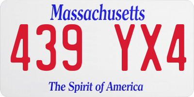 MA license plate 439YX4