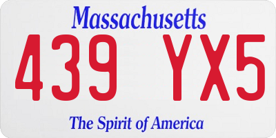MA license plate 439YX5