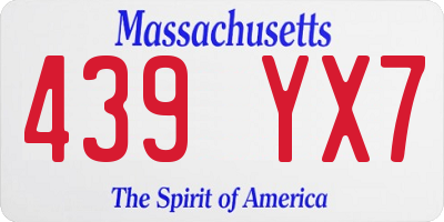 MA license plate 439YX7