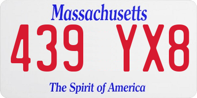 MA license plate 439YX8