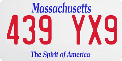 MA license plate 439YX9