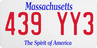 MA license plate 439YY3