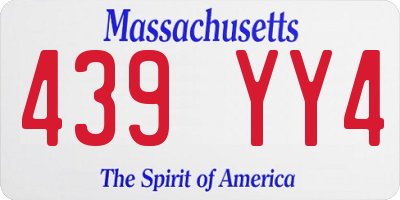MA license plate 439YY4