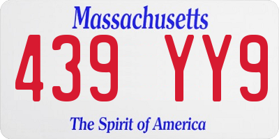 MA license plate 439YY9