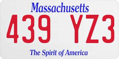MA license plate 439YZ3