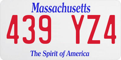 MA license plate 439YZ4