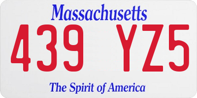 MA license plate 439YZ5