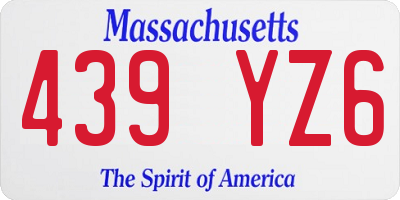 MA license plate 439YZ6