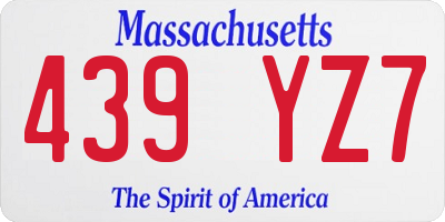 MA license plate 439YZ7