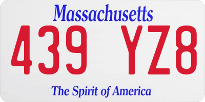 MA license plate 439YZ8