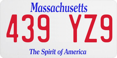 MA license plate 439YZ9