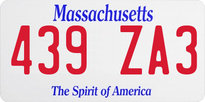 MA license plate 439ZA3