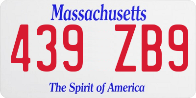 MA license plate 439ZB9