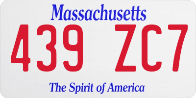 MA license plate 439ZC7