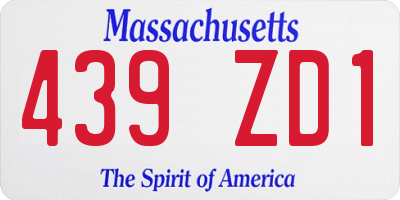 MA license plate 439ZD1