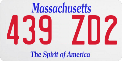 MA license plate 439ZD2