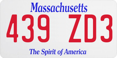 MA license plate 439ZD3