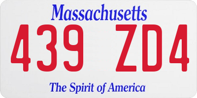 MA license plate 439ZD4