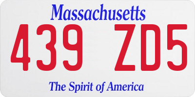 MA license plate 439ZD5
