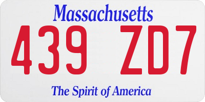 MA license plate 439ZD7