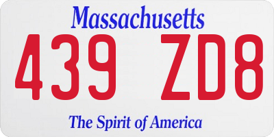 MA license plate 439ZD8