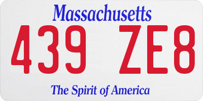 MA license plate 439ZE8