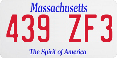 MA license plate 439ZF3