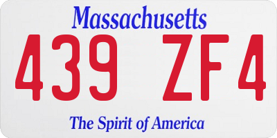 MA license plate 439ZF4