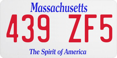 MA license plate 439ZF5