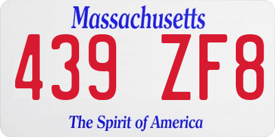 MA license plate 439ZF8