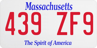 MA license plate 439ZF9
