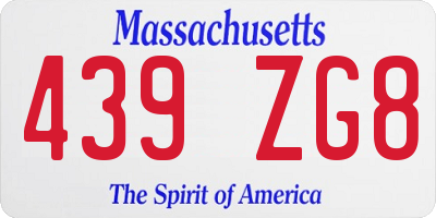 MA license plate 439ZG8