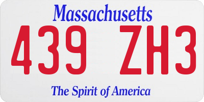 MA license plate 439ZH3