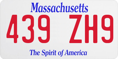 MA license plate 439ZH9