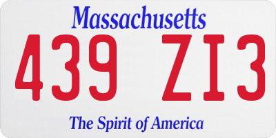MA license plate 439ZI3