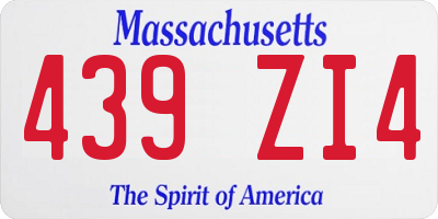 MA license plate 439ZI4