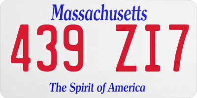 MA license plate 439ZI7