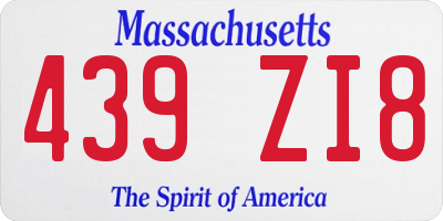 MA license plate 439ZI8