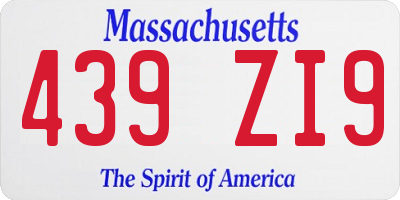 MA license plate 439ZI9