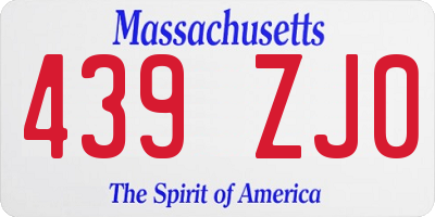 MA license plate 439ZJ0