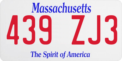 MA license plate 439ZJ3