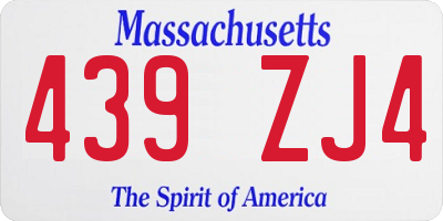 MA license plate 439ZJ4
