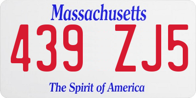 MA license plate 439ZJ5