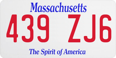 MA license plate 439ZJ6