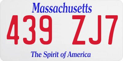 MA license plate 439ZJ7
