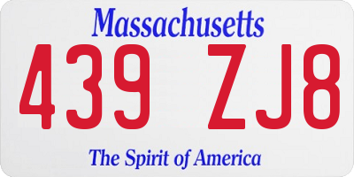 MA license plate 439ZJ8