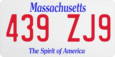 MA license plate 439ZJ9