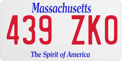 MA license plate 439ZK0