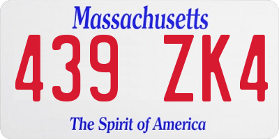 MA license plate 439ZK4
