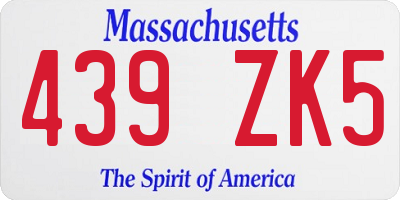 MA license plate 439ZK5